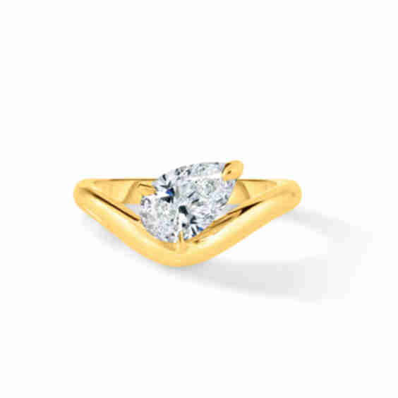 Curved Pear Diamond Pinky Ring