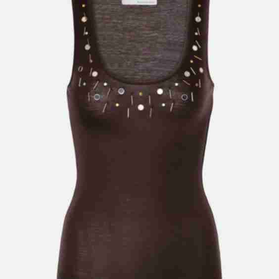 Embellished wool-blend tank top