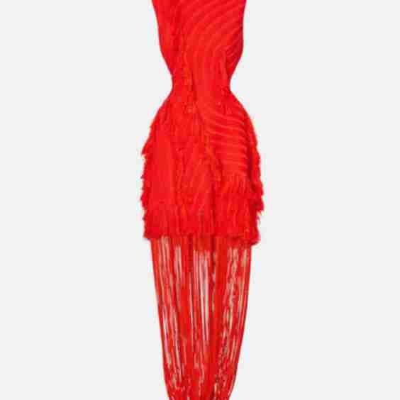 Fringed Open-Back Maxi Dress