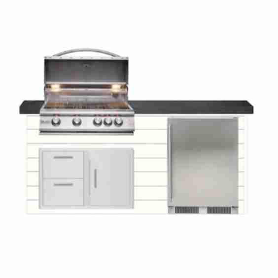 Signature 6ft Luxury Outdoor Island W/ Blaze Premium LTE 32-Inch Natural Gas Grill & Outdoor Rated Refrigerator 
