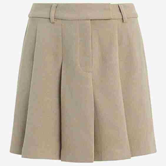 High Waisted Pleated Tailored Mini Skirt