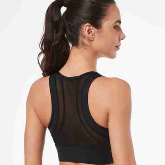 Sculpt Zip Mesh Racerback Padded Running Bra