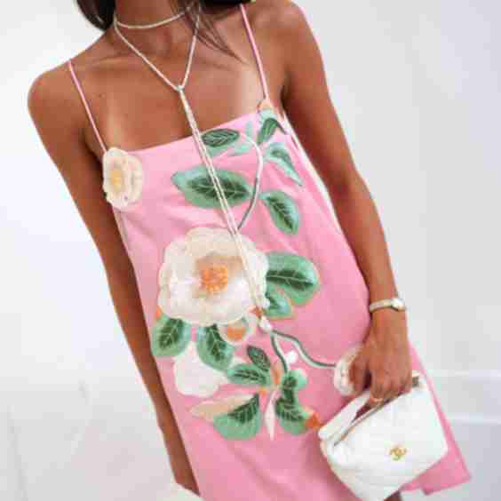Riley Floral Applique Mini Dress 