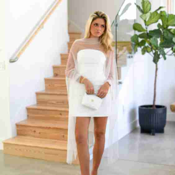 Breleigh Strapless Sheer Overlay Mini Dress