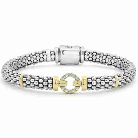 Enso Two-Tone Diamond Circle Caviar Bracelet