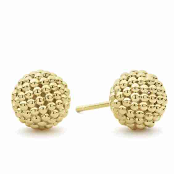 Caviar Gold Beaded 18k Gold Stud Earrings