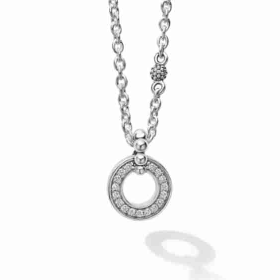Caviar Spark Diamond Circle Pendant Necklace