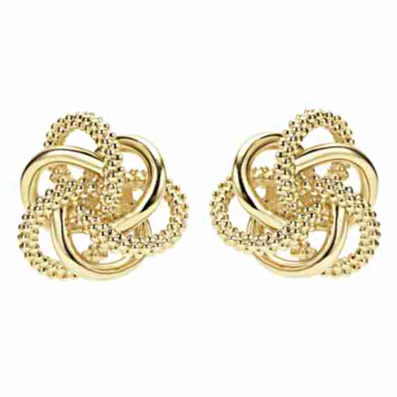 Large 18K Gold Love Knot Stud Earrings