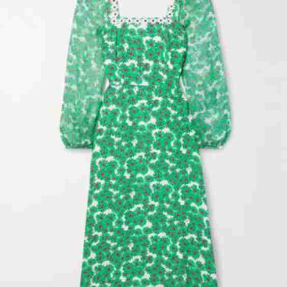Matilda Appliquéd Floral-Print Voile And Silk-Chiffon Midi Dress