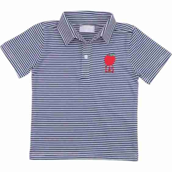 Knit Embroidered Apple Polo Shirt