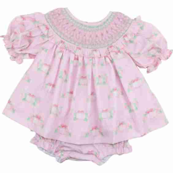 Smocked Pumpkin Print Diaper Set