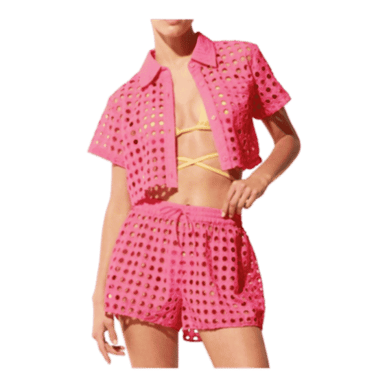 The Eyelet Cropped Cabana Shirt