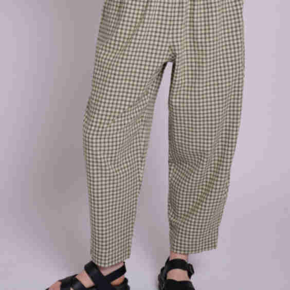 Peggy Sage Green Rustic Gingham Trousers