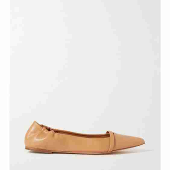 Beige Raya Vegan Leather Point-Toe Flats