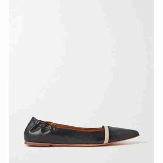 Black Raya Two-Tone Vegan Leather Point-Toe Flats