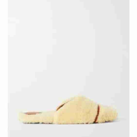 Rene Leather-Trimmed Shearling Slippers