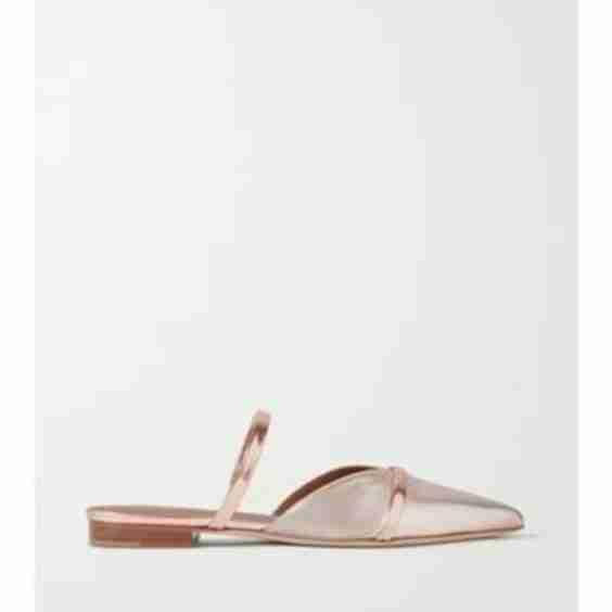 Frankie Metallic Leather Point-Toe Flats