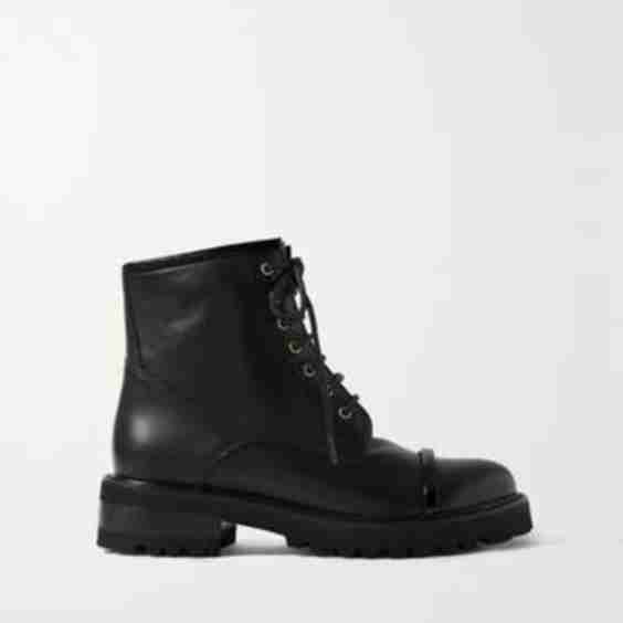 Bryce 30 Patent-Trimmed Leather Ankle Boots