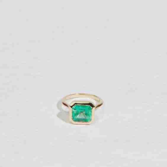 JP Open Bezel Set Colombian Emerald Ring