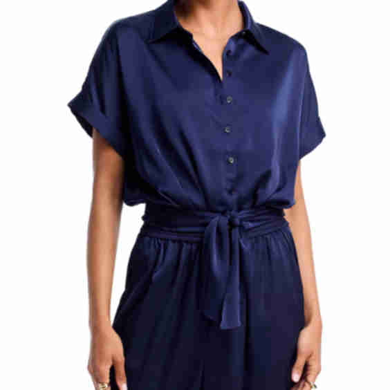 Tie Front Satin Shirt