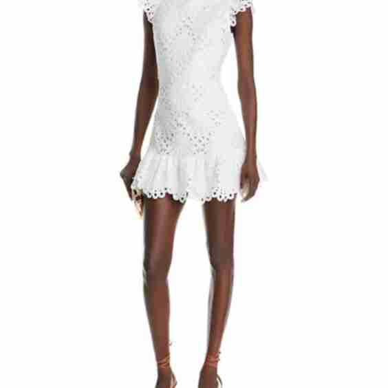 Mock Neck Lace Shift Dress 