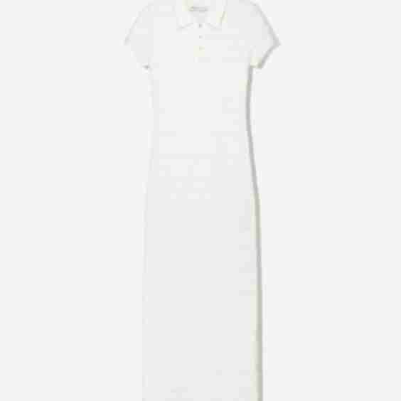 Open Knit Polo Collar Midi Dress