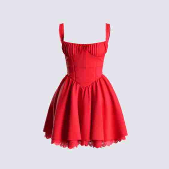 Brit Red Poplin Mini Dress