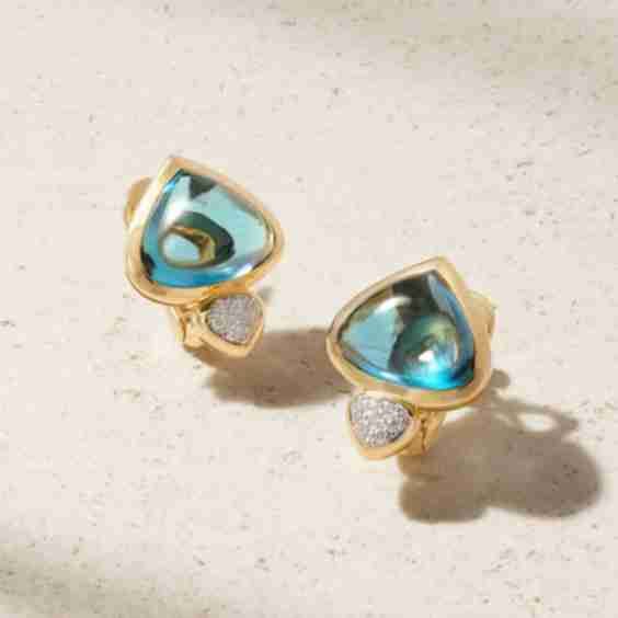 Trisolina 18-Karat Gold Topaz And Diamond Earrings