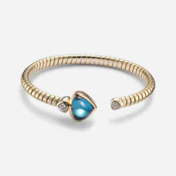 Trisolina Bypass 18kt Gold Bracelet With Topaz And Diamonds