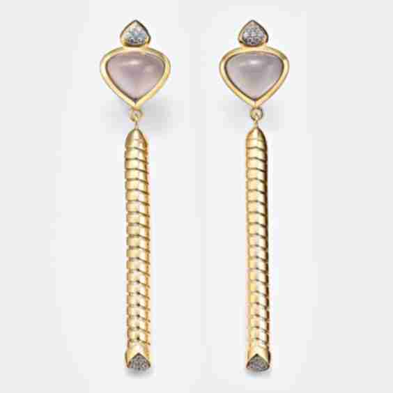 Trisolina 18KT Gold Drop Earrings With Chalcedony And Diamonds