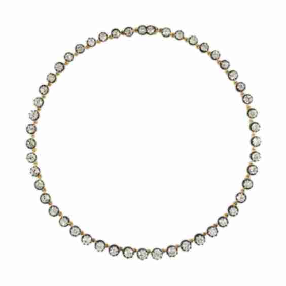 Vintage Silver, 18K Yellow Gold, Diamond Necklace
