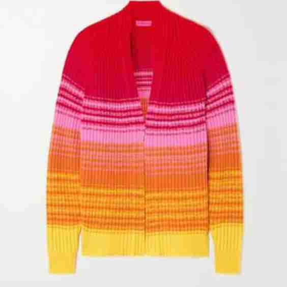 Morphe Striped Ribbed Cashmere Cardigan