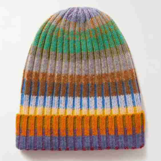 Jolly Striped Ribbed Cashmere Beanie