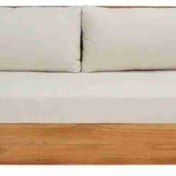 Kauai Teak Wood Patio Sofa in Natural and Beige