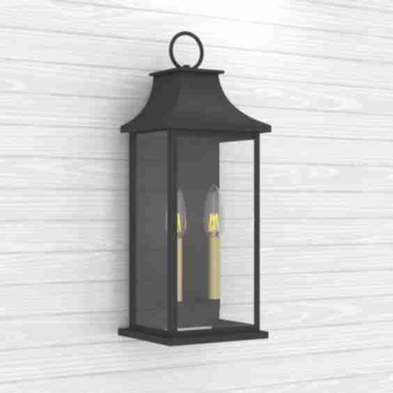 Lake Manor Alletta Dimmable Metal Cage Glass Wall Light with Dusk to Dawn
