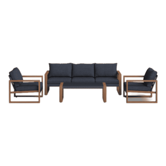 Wade Logan Arunas 5 Person Outdoor Conversation Furniture Set Seating Group with Wood Pattern and Cushions