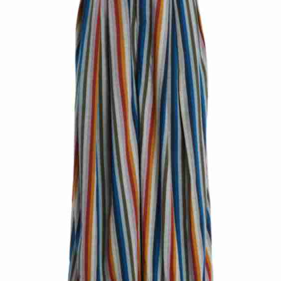 The High Rise Pleated Striped Cotton Trousers