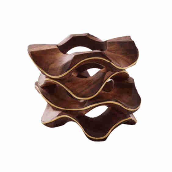 Pavilion Napkin Ring in Brown & Gold, Set of 4