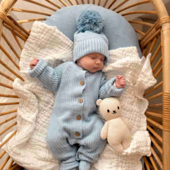 Classic Chunky Knit Jumpsuit Powder Blue