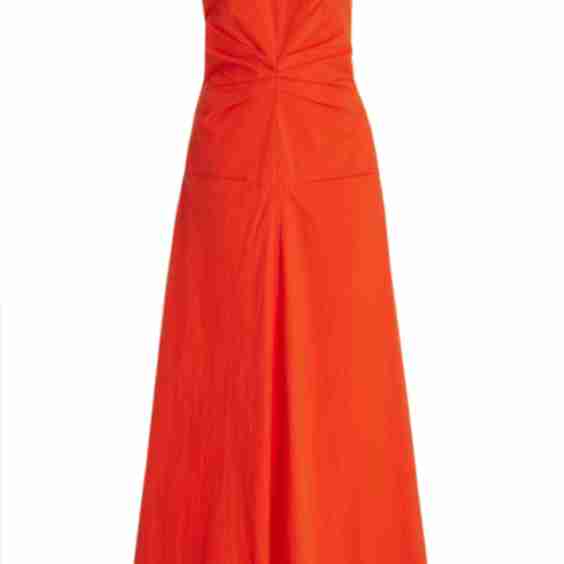 Petal Gathered Cotton Maxi Dress