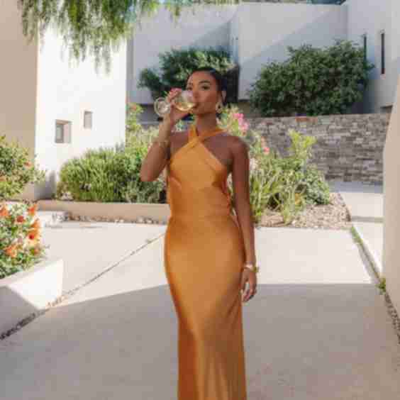 Italia Azure Crossover Halterneck Maxi Dress 