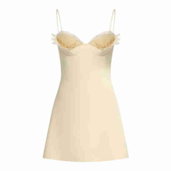 Tulle-Trimmed Satin Balconette Mini Dress