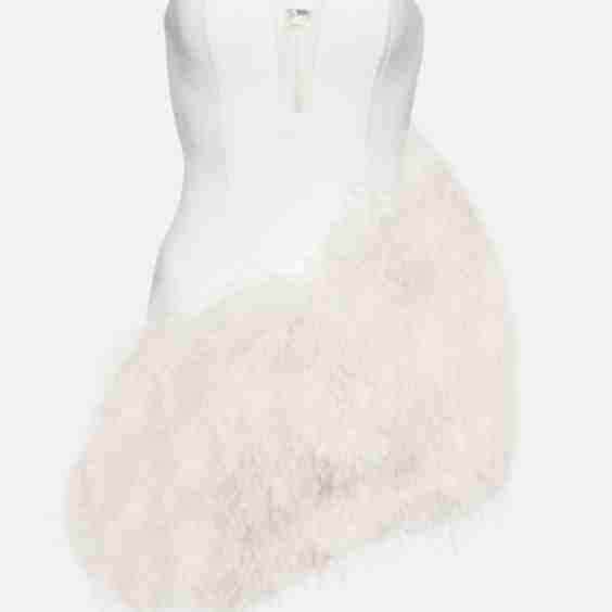 Bridal Feather-Trimmed Cady Minidress