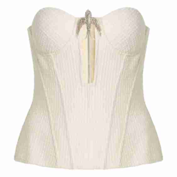 Embellished Bouclé Corset Top
