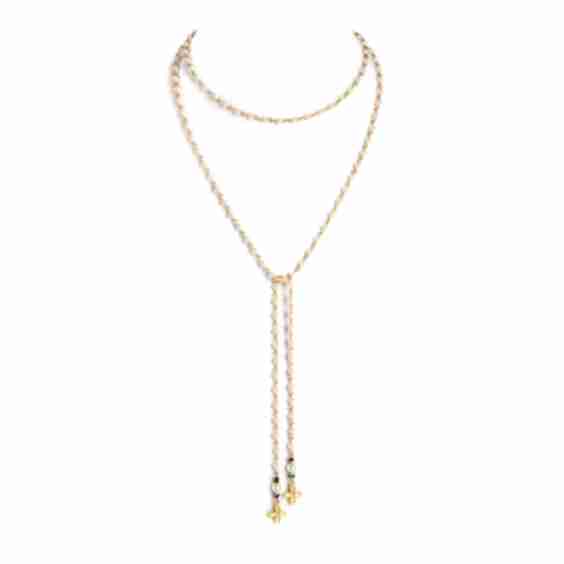 Peace Cross Beaded Lariat Pearl Necklace