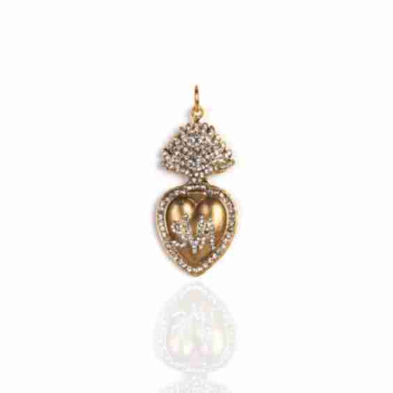 Jeweled Sacred Heart Sva Charm