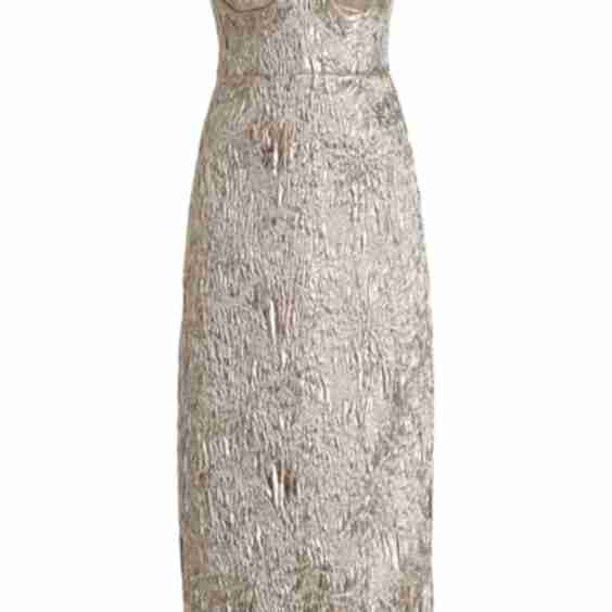 Metallic Jacquard Bustier Midi Dress