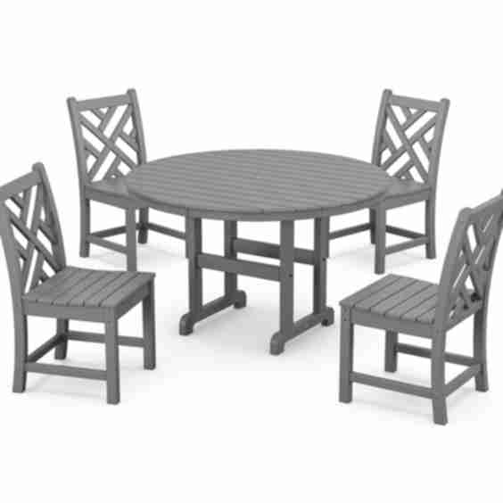 Chippendale 5-Piece Round Farmhouse Side Chair Dining Set