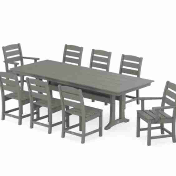 Lakeside 9-Piece Farmhouse Dining Set With Trestle Legs