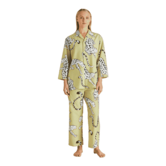 Casablanca Mungo Green Leopard Cotton-Silk Pajamas